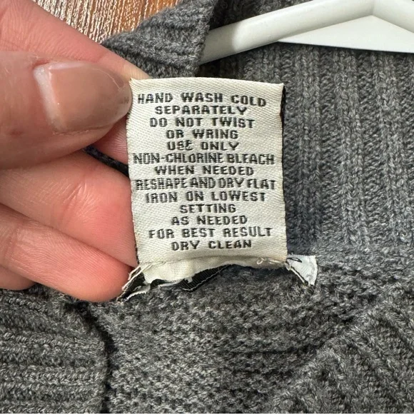 Sweet Romeo Ribbed Knit Sweater L / Grey Relaxed Pullover - Picture 5 of 6